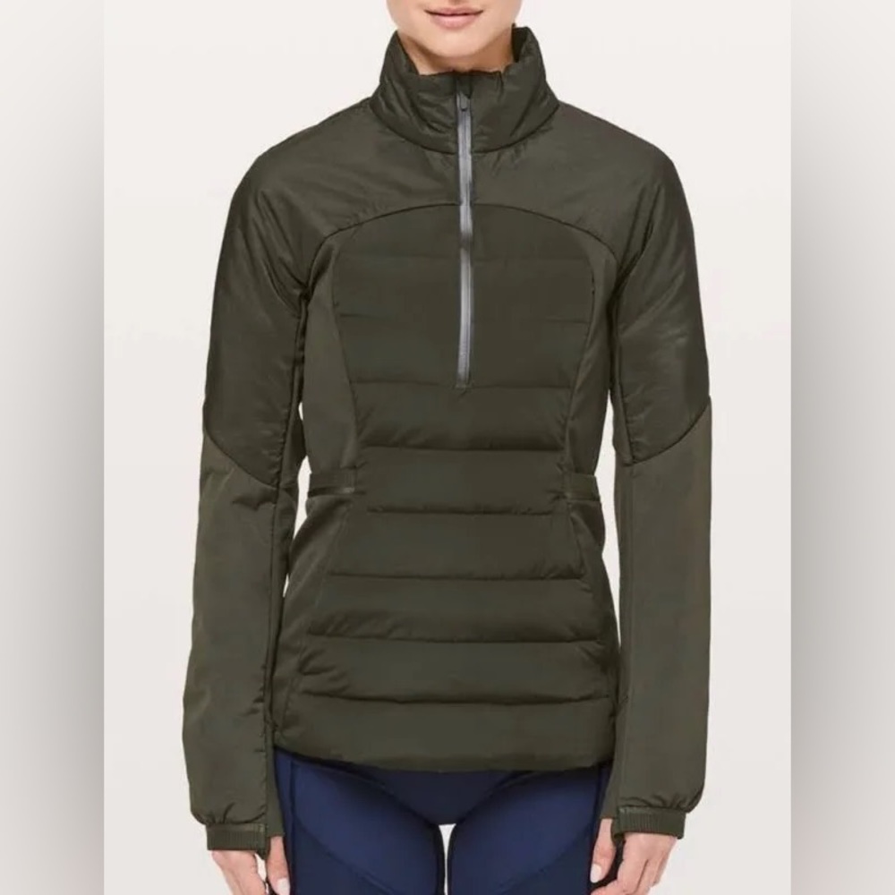 Lululemon Green Quarter Zip Goose Down Puffer Jacket